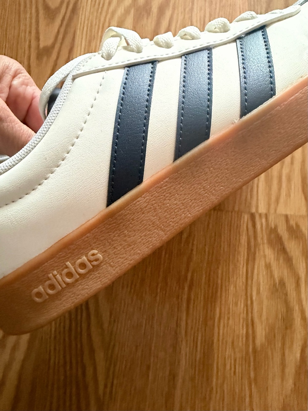 Adidas Cream & Navy Samba-Style Leather Sneakers - Picture 3 of 6